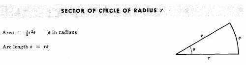 What is the area of a sector with radius 6 and measure of arc equal to 120°?