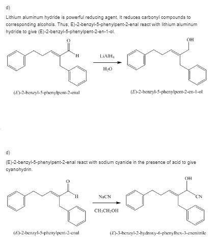 Give the structure of the expected organic product in the reaction of 3-phenylpropanal with each of