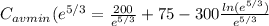 C_{av min}(e^{5/3}=\frac{200}{e^{5/3}}+75-300\frac{ln (e^{5/3})}{e^{5/3}}
