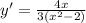 y' = \frac{4x}{3(x^{2} - 2)}