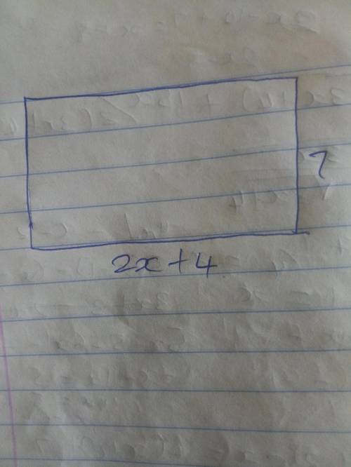 The area of a rectangle is expressed as (14x + 28) square feet. if the width of the rectangle is 7 f