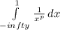 \int\limits^1_{-infty}  \frac{1}{x^p}  \, dx