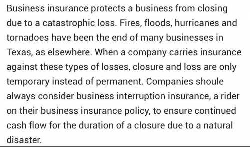 Explain the importance of insurance to businesses