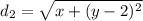 d_{2}=\sqrt{x\2 + (y-2)^2}