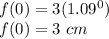 f(0)=3(1.09^0)\\f(0)=3\ cm