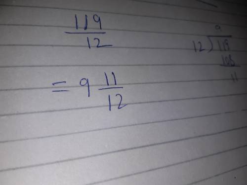 What is 119/12 as a mixed number?