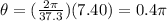 \theta = (\frac{2\pi}{37.3})(7.40) = 0.4\pi