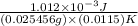 \frac{1.012\times 10^{-3}J}{(0.025456g)\times (0.0115)K}