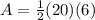 A= \frac{1}{2} (20)(6)