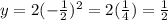 y = 2(-\frac{1}{2})^2 = 2(\frac{1}{4}) = \frac{1}{2}