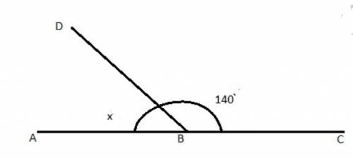 Angle cbd has a measure of 140°. what is the measure of angle abd?  40° 50° 60° 70°