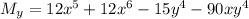 M_y=12x^5+12x^6-15y^4-90xy^4