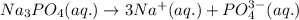 Na_3PO_4(aq.)\rightarrow 3Na^+(aq.)+PO_4^{3-}(aq.)