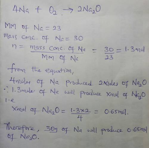2. sodium reacts with oxygen to form sodium oxide and has the following balanced chemical equation: