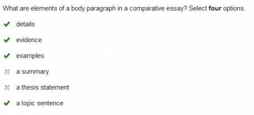 Asap plz  brainliest 100 points  what are elements of a body paragraph in a comparative essay?  sele