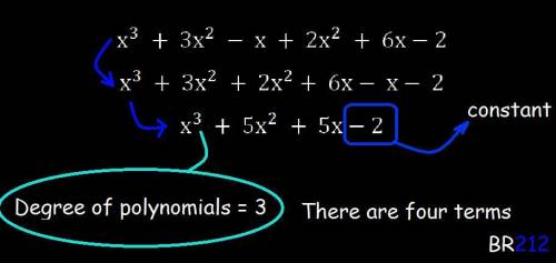 The product of a binomial and a trinomial is x 3 + 3 x 2 − x + 2 x 2 + 6 x − 2. which expression is