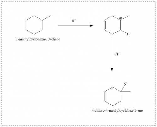 Draw the addition product formed when one equivalent of hcl reacts with the following diene.