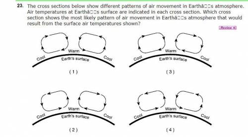 The cross sections below show different patterns of air movement in earths atmosphere.air temperatur