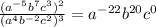 \frac{(a^{-5}b^7c^3)^2}{(a^4b^{-2}c^2)^3}=a^{-22}b^{20}c^{0}