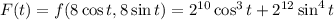 F(t)=f(8\cos t,8\sin t)=2^{10}\cos^3t+2^{12}\sin^4t