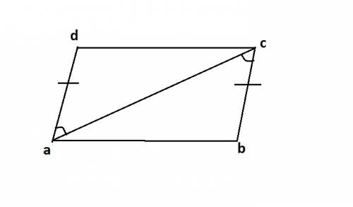 Given:  ad ≅ bc and ad ∥ bc prove:  abcd is a parallelogram. statements reasons 1. ad ≅ bc;  ad ∥ bc