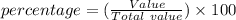 percentage = (\frac{Value}{Total\ value})\times 100