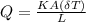 Q =\frac{KA(\delta T)}{L}