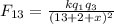F_{13}=\frac{kq_1q_3}{(13+2+x)^2}
