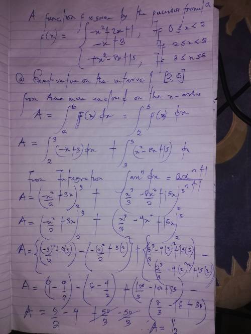 The fundamental theorem of calculus  a function f is given piecewise by the formula  a. determine th
