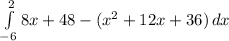 \int\limits^2_{-6} {8x+48-(x^2+12x+36)} \, dx
