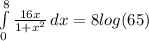 \int\limits^8_0 {\frac{16x}{1+x^2}} \, dx=8log(65)