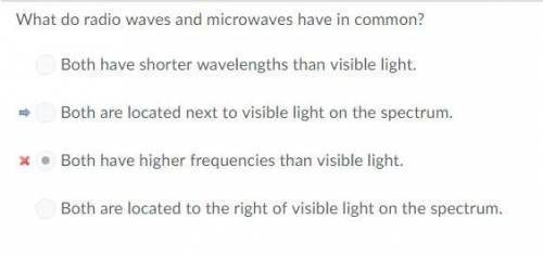 What do radio waves and microwaves have in common?  a. both have shorter wavelengths than visible li