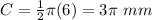 C=\frac{1}{2}\pi (6)=3 \pi\ mm