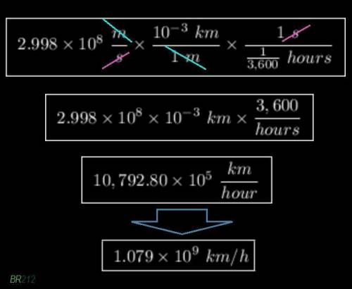2.998x10^8 m/s is how many kilometers per hour