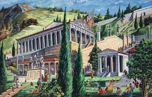 What did the shrine at the temple of apollo in delphi look like and what happened there.
