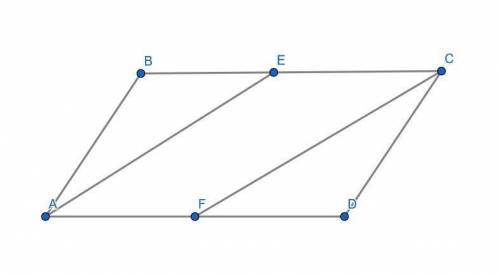 Point e is the midpoint of side bc of parallelogram abcd, and point f is the midpoint of side ad pro