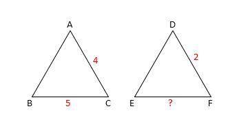 What is the similarity ratio of δabc to δdef?  tri abc:  ac=4 cb=5 tri def:  df= 2