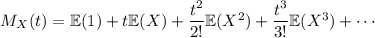 M_X(t)=\mathbb E(1)+t\mathbb E(X)+\dfrac{t^2}{2!}\mathbb E(X^2)+\dfrac{t^3}{3!}\mathbb E(X^3)+\cdots