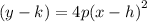 (y - k) = 4p {(x - h)}^{2}
