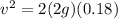 v^2 = 2(2g)(0.18)