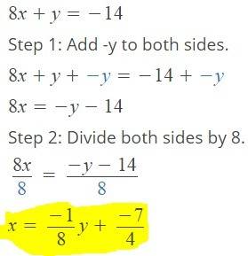 7x-y=13 8x+y=-14 what is the answer?