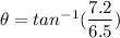 \theta = tan^{-1}(\dfrac{7.2}{6.5})
