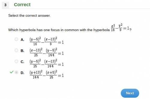 Which hyperbola has one focus in common with the hyperbola x^2/16 - y^2/9 = 1