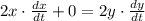 2x\cdot \frac{dx}{dt}+0=2y\cdot \frac{dy}{dt}