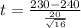 t=\frac{230-240}{\frac{20}{\sqrt{16} } }