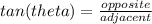 tan(theta)= \frac{opposite}{adjacent}