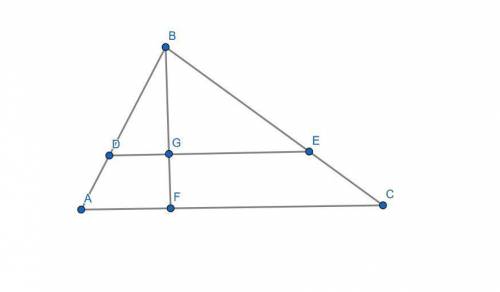 The length of triangle base is 36. the line which is parallel to the base divides the triangle into