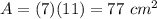 A=(7)(11)=77\ cm^{2}