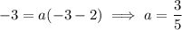 -3=a(-3-2)\implies a=\dfrac35
