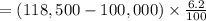 = (118,500 - 100,000) \times \frac{6.2}{100}
